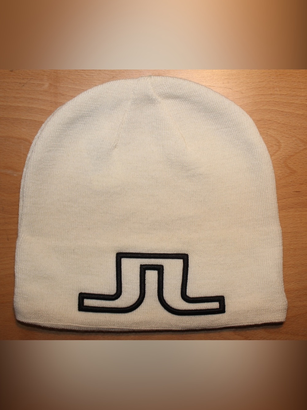 J.Lindeberg Cream Beanie with Black Logo